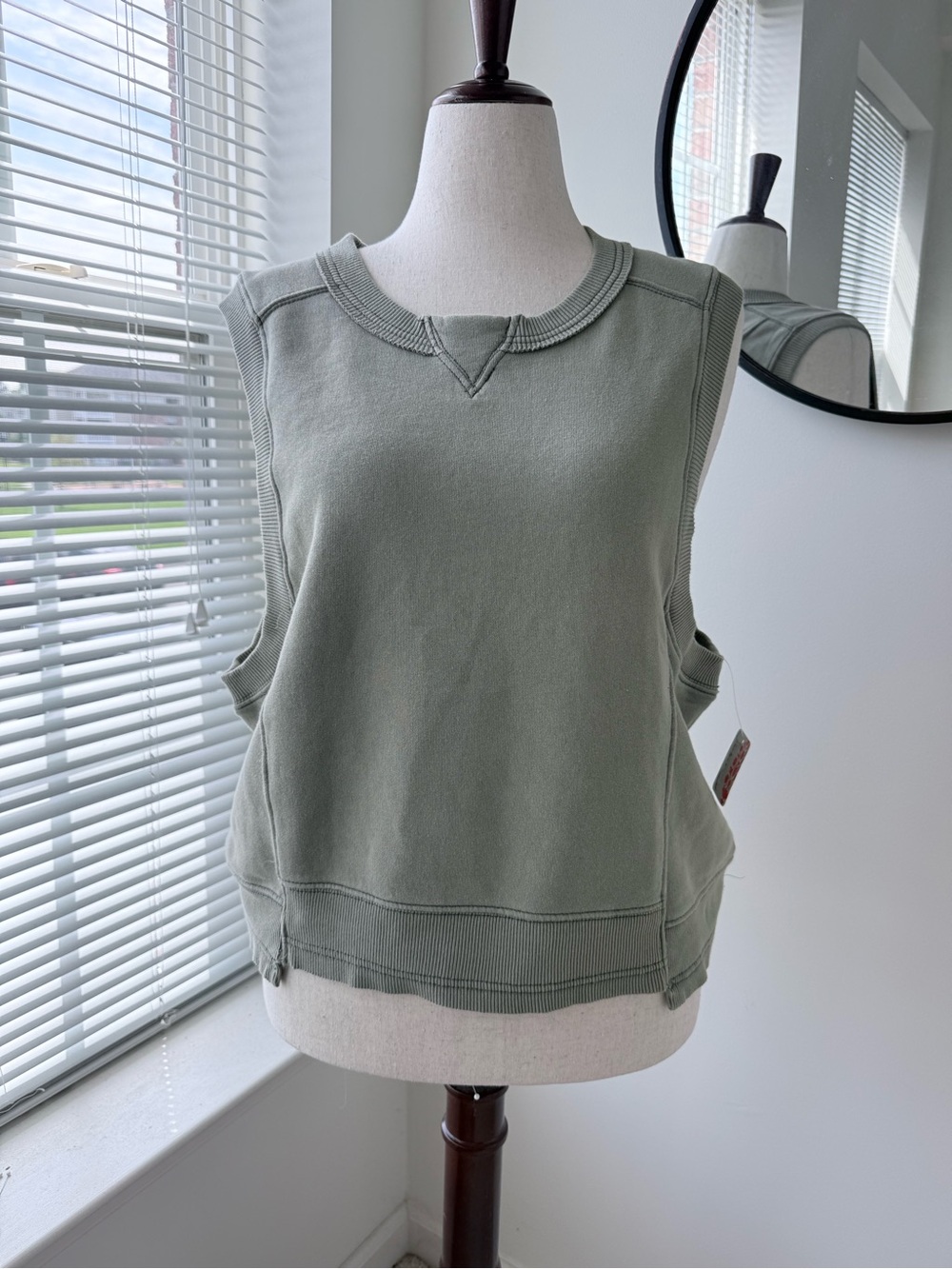 Free People Army Green Sleeveless Sweatshirt Tank